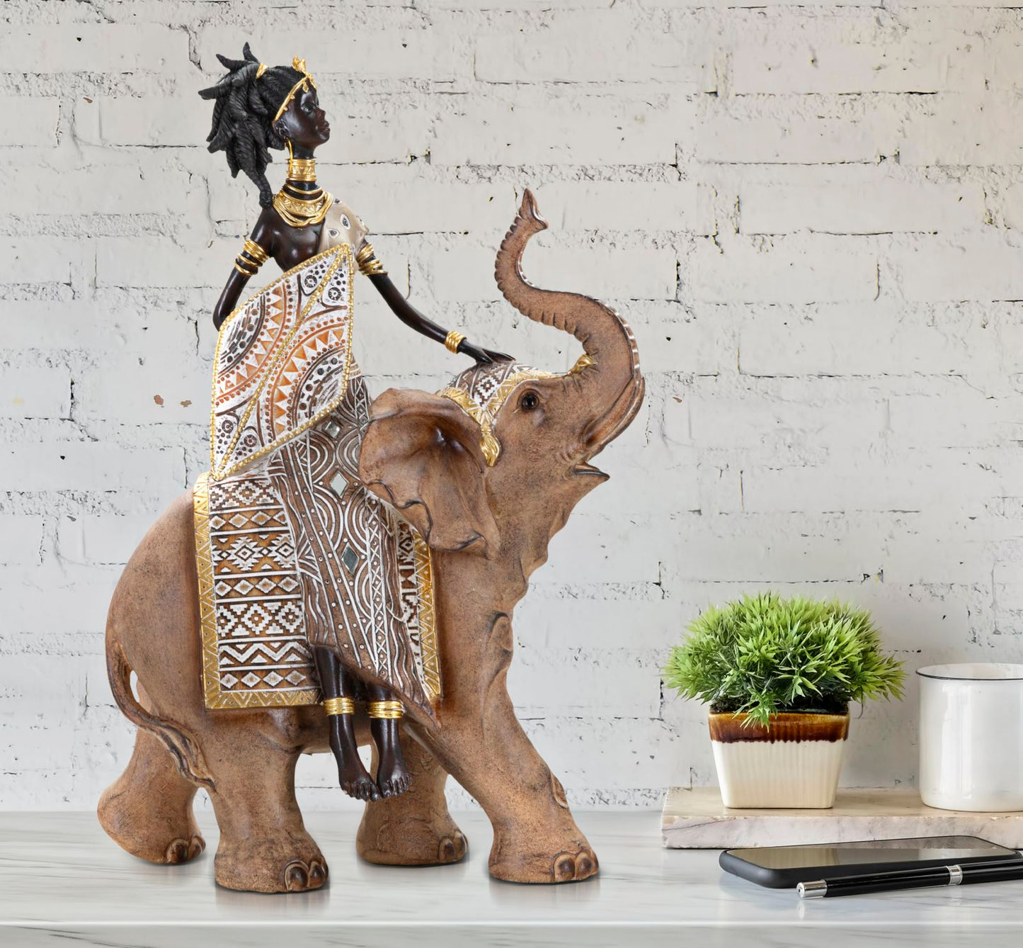 Masai Tribal com Elefante Cm 22,5x12x32,5