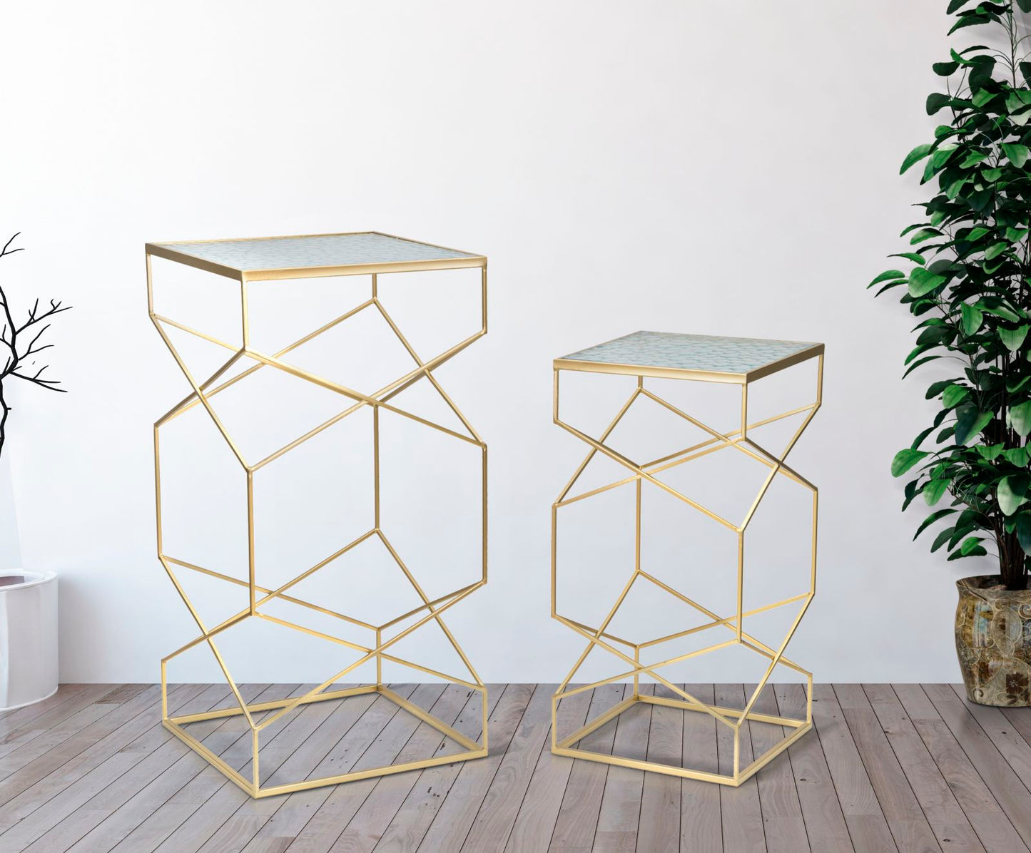 Mesa para telefone Glassy Par Cm 50x50x100-40x40x80