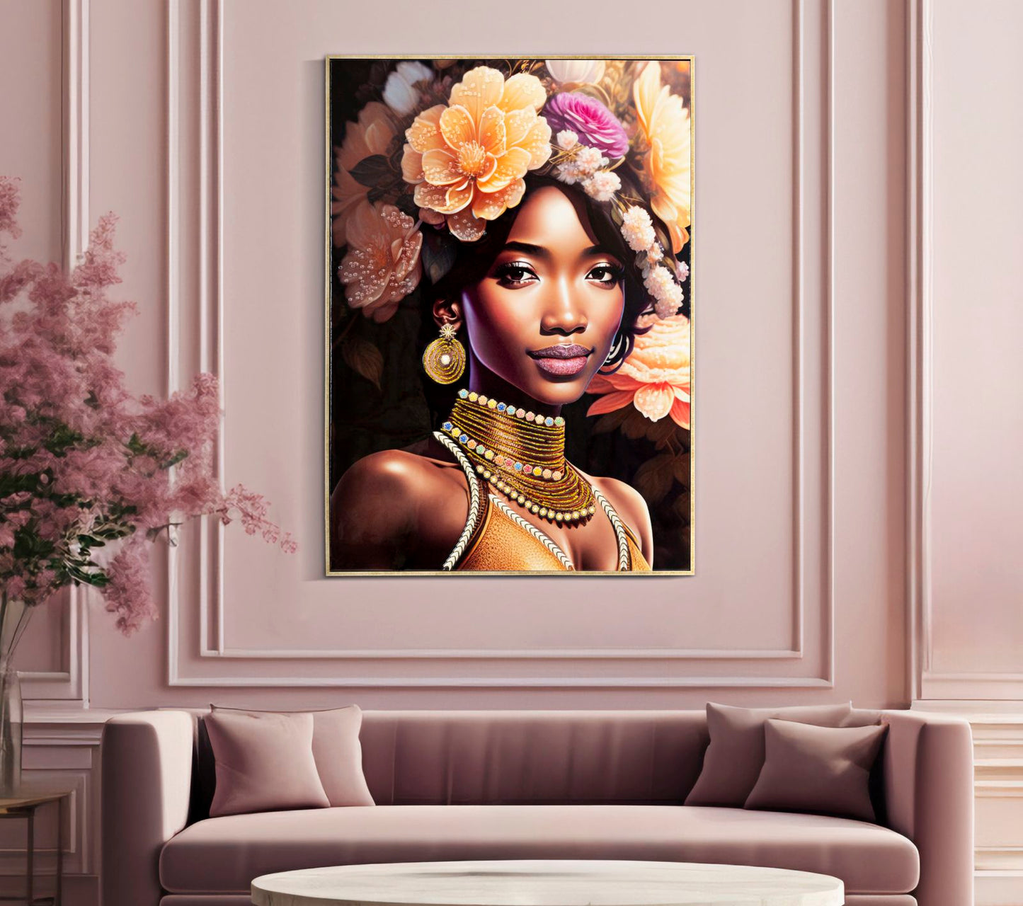 Pintura Sobre Tela com Moldura Zena -A- Cm 72x4,5x102