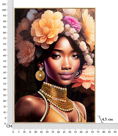 Pintura Sobre Tela com Moldura Zena -A- Cm 72x4,5x102