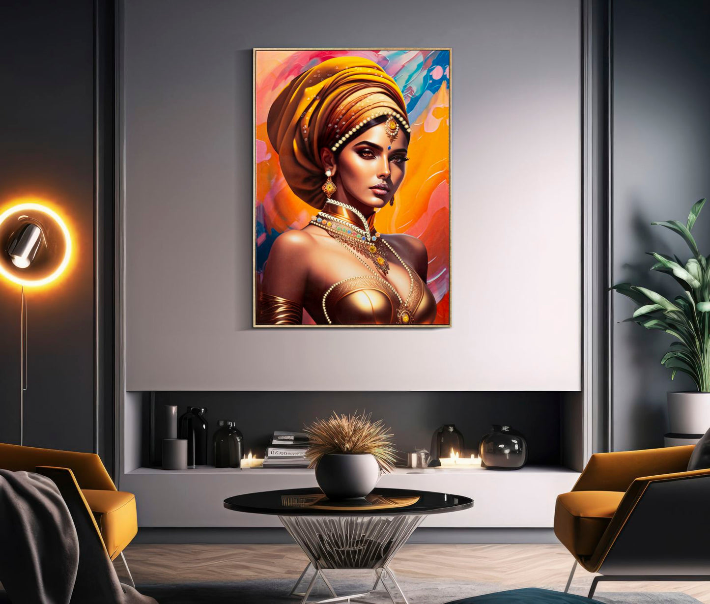 Pintura Sobre Tela com Moldura Samira -A- Cm 72x4,5x102