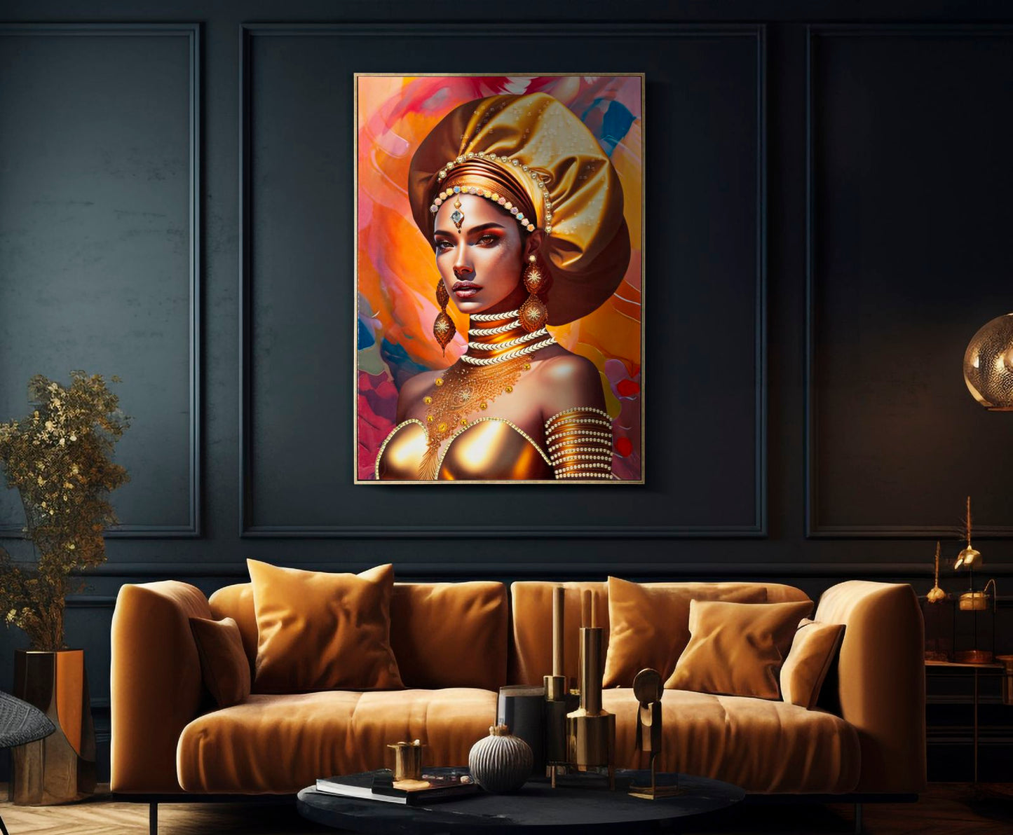 Pintura Sobre Tela com Moldura Samira -B- Cm 72x4,5x102