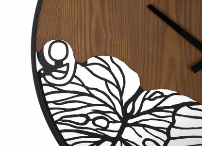 Orlogio de Parede Wood Folha Cm ø 60x2