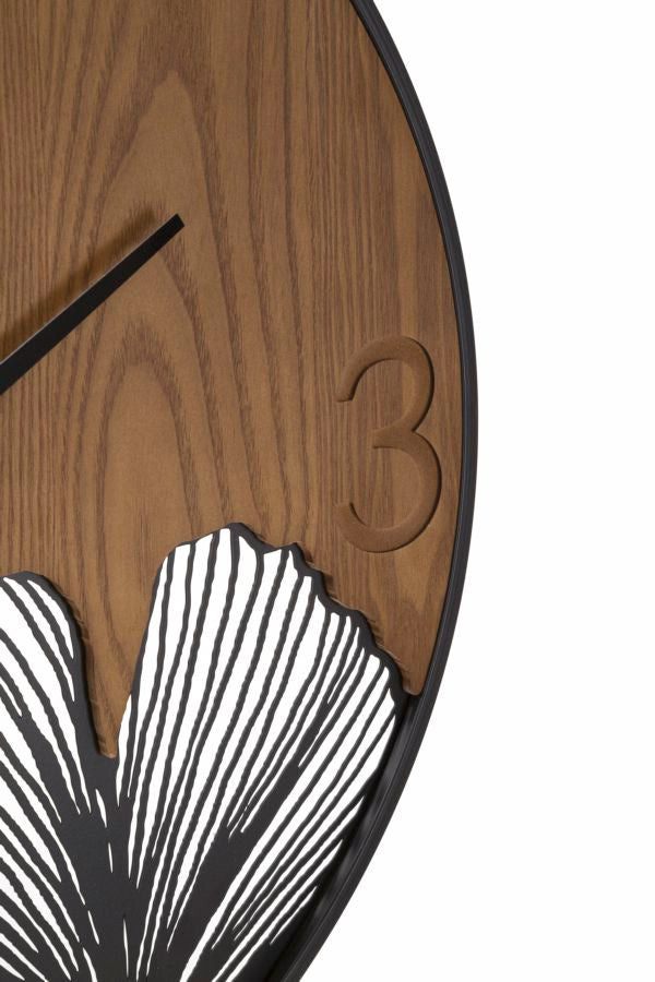 Relógio de Parede Super Wood Folha Cm ø 60x2