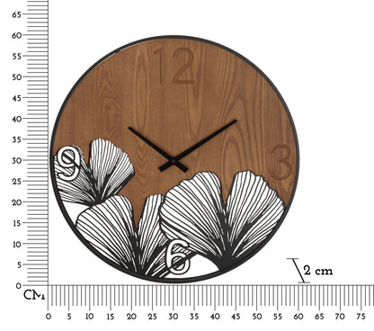 Relógio de Parede Super Wood Folha Cm ø 60x2