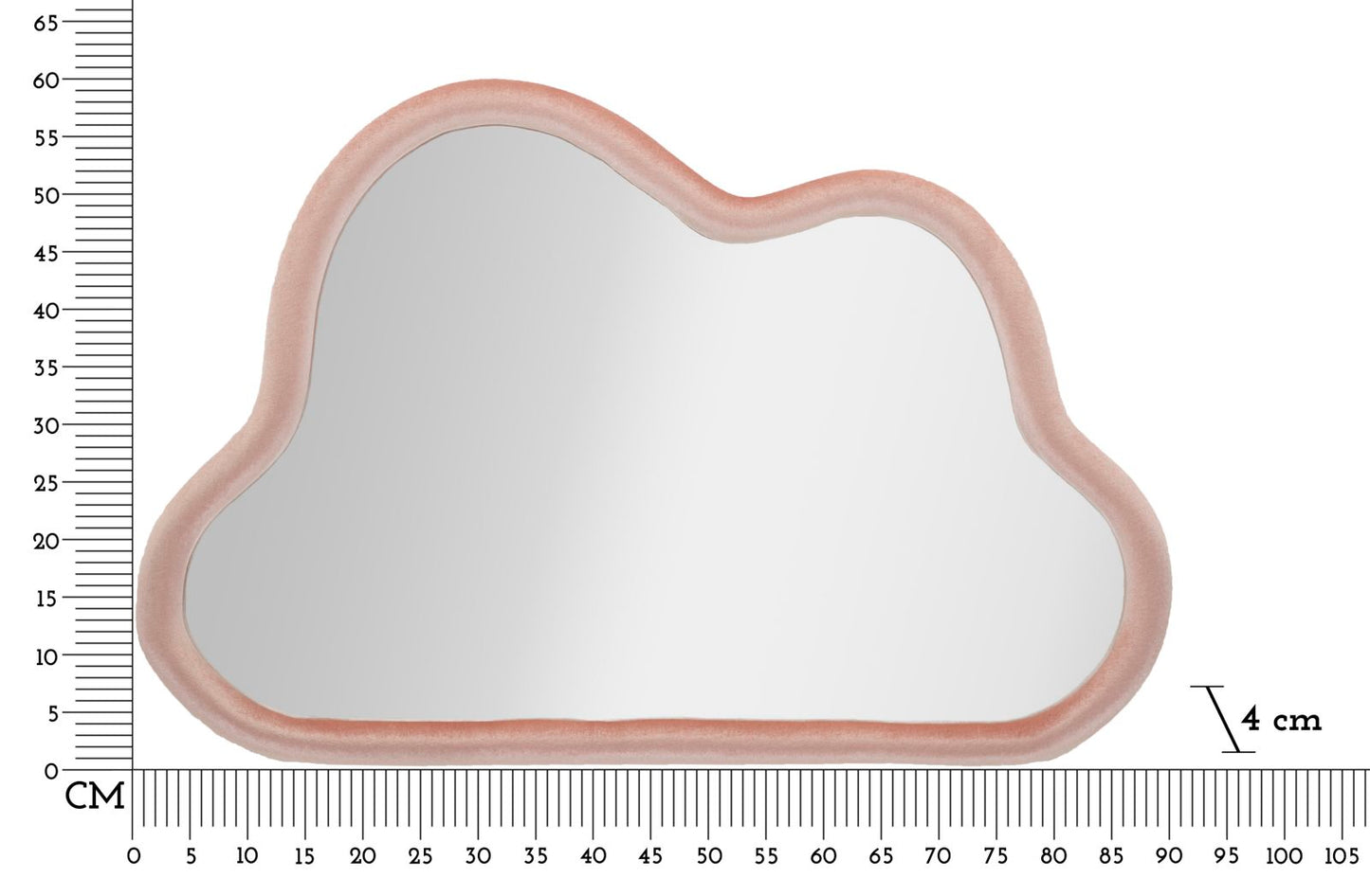 Espelho de Parede Cloud Veludo Rosa Cm 90x4x60