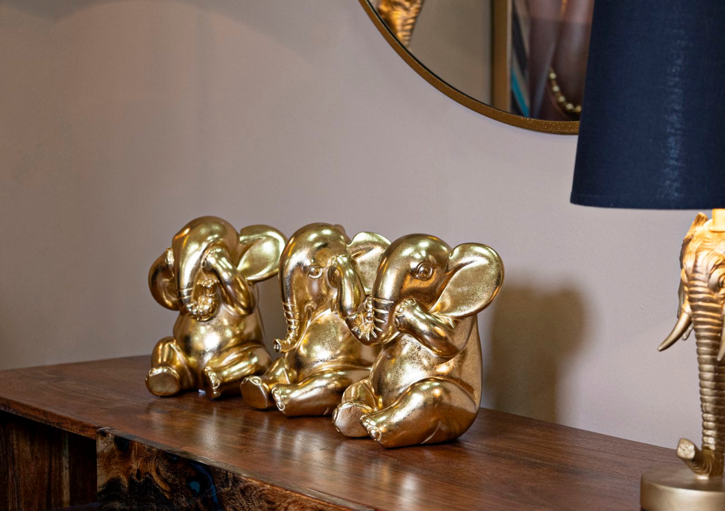 Elefante Non Vedo Non Sento  Non Parlo Conjunto 3 Un. Cm ø 15,5x20,5