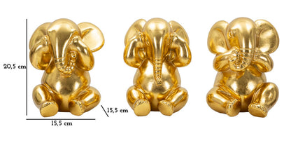Elefante Non Vedo Non Sento  Non Parlo Conjunto 3 Un. Cm ø 15,5x20,5