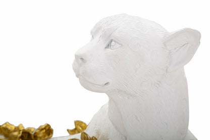 Leopardo Branco Dourado Cm 53x21,5x24