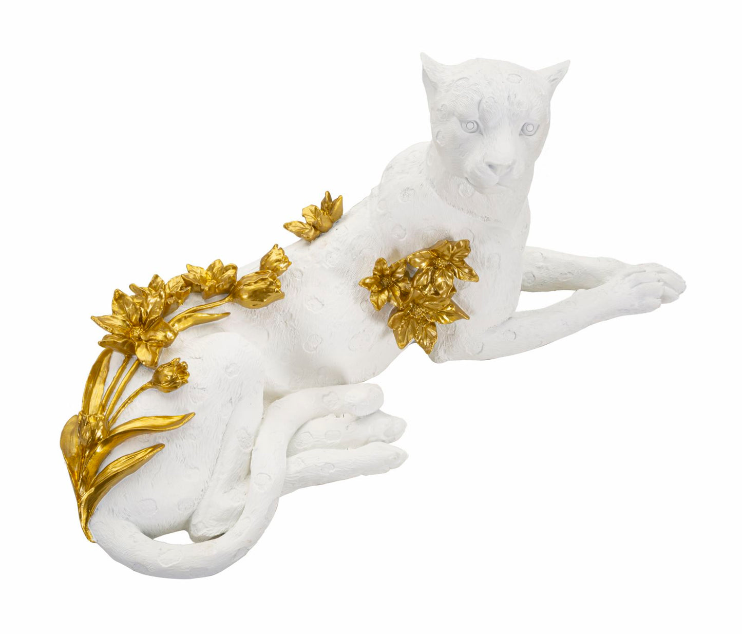 Leopardo Branco Dourado Cm 53x21,5x24