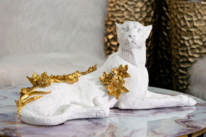 Leopardo Branco Dourado Cm 53x21,5x24