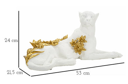 Leopardo Branco Dourado Cm 53x21,5x24