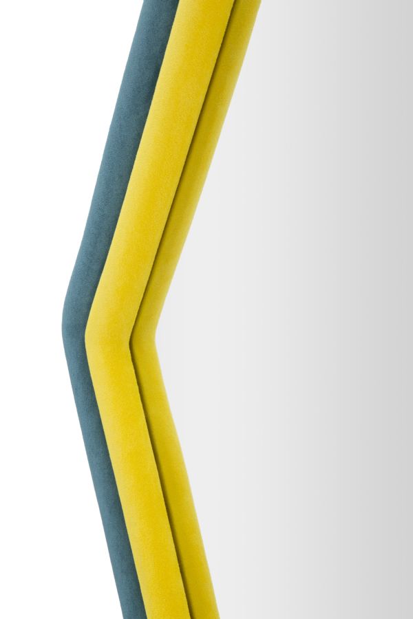 Espelho de Parede Tony Veludo Azul Giallo Cm 75x4x80