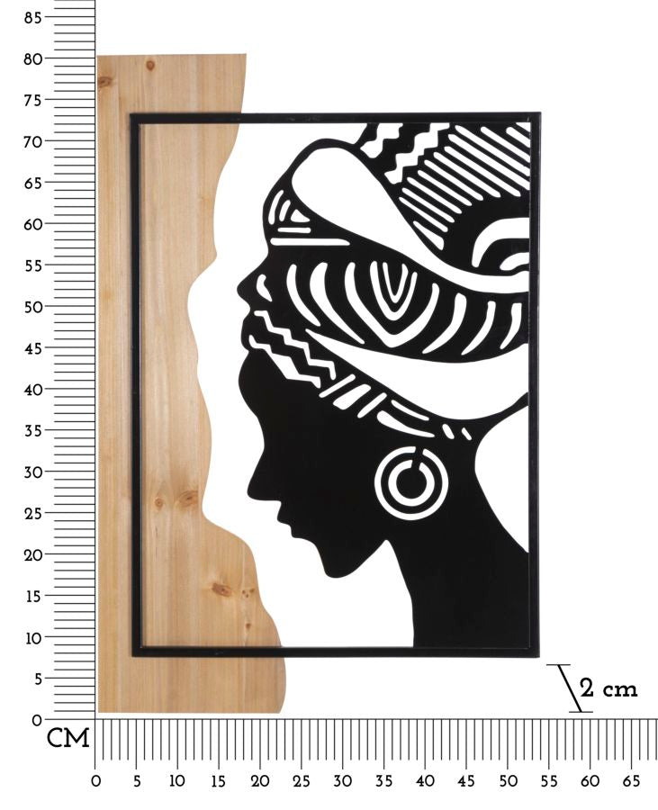 Painel de Parede Tribal Ferro E Wood Cm 53x2x80