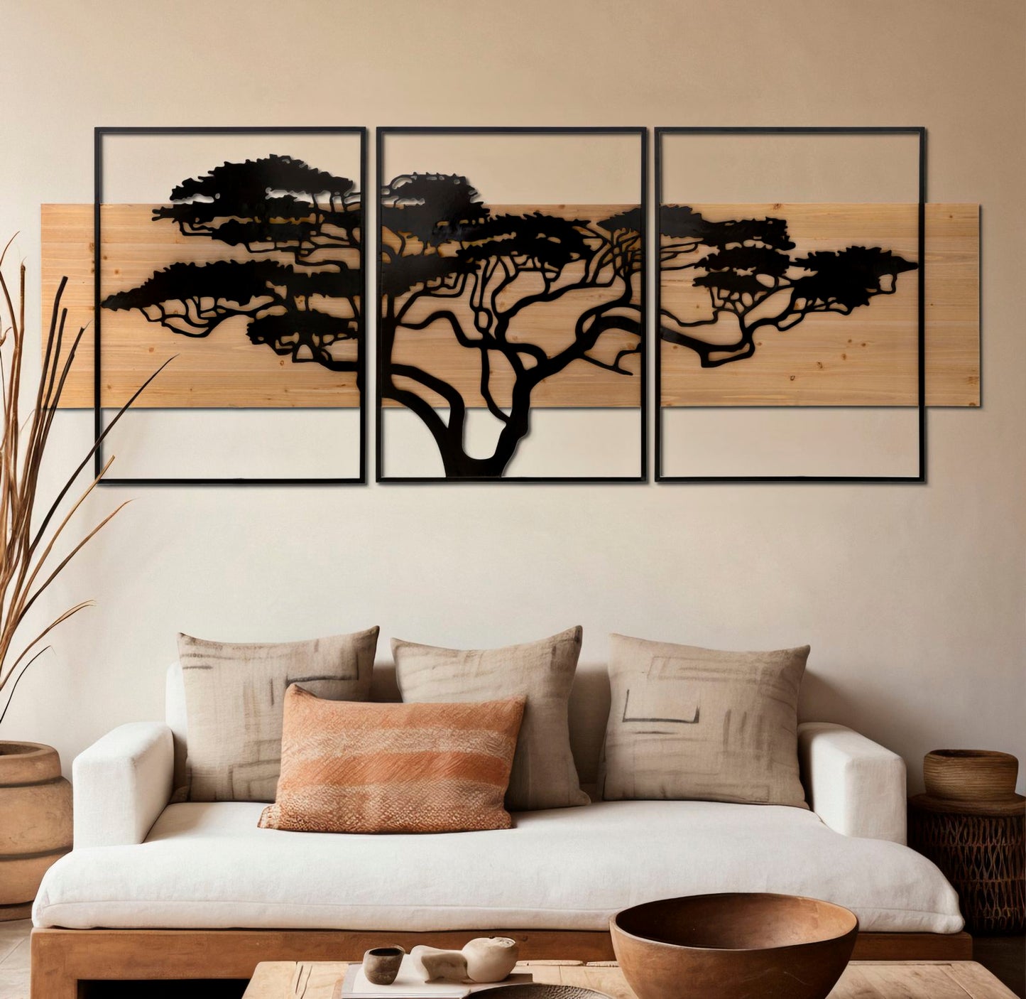 Painel de Parede Lagos Ferro E Wood Conjunto 3pz Cm 204x2x80 (72x2x80-60x2x80)