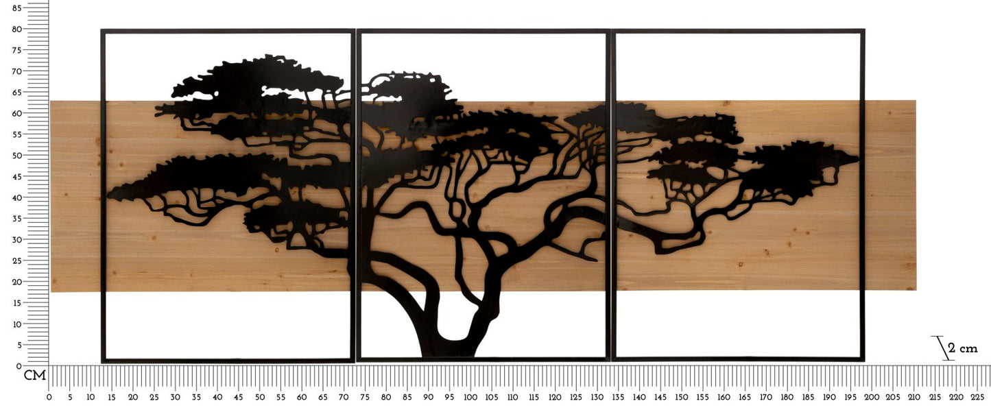 Painel de Parede Lagos Ferro E Wood Conjunto 3pz Cm 204x2x80 (72x2x80-60x2x80)