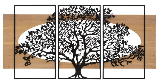 Painel de Parede Tree Ferro E Wood Conjunto 3pz Cm 176x2x90 (63x2x90-50x2x90)