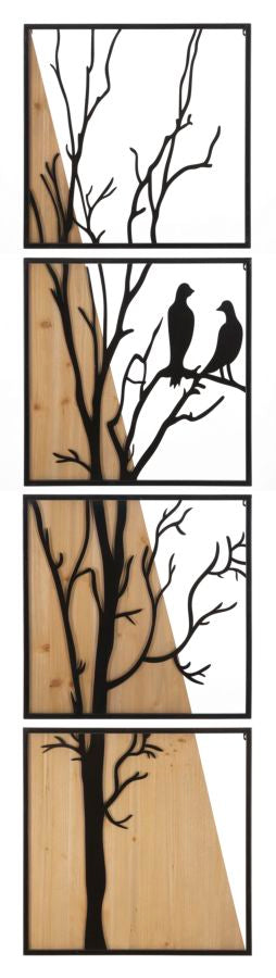 Painel de Parede Bird Ferro E Wood Conjunto 4pz 50x2x200 (50x2x50)