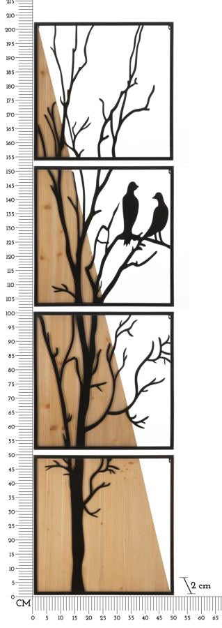 Painel de Parede Bird Ferro E Wood Conjunto 4pz 50x2x200 (50x2x50)