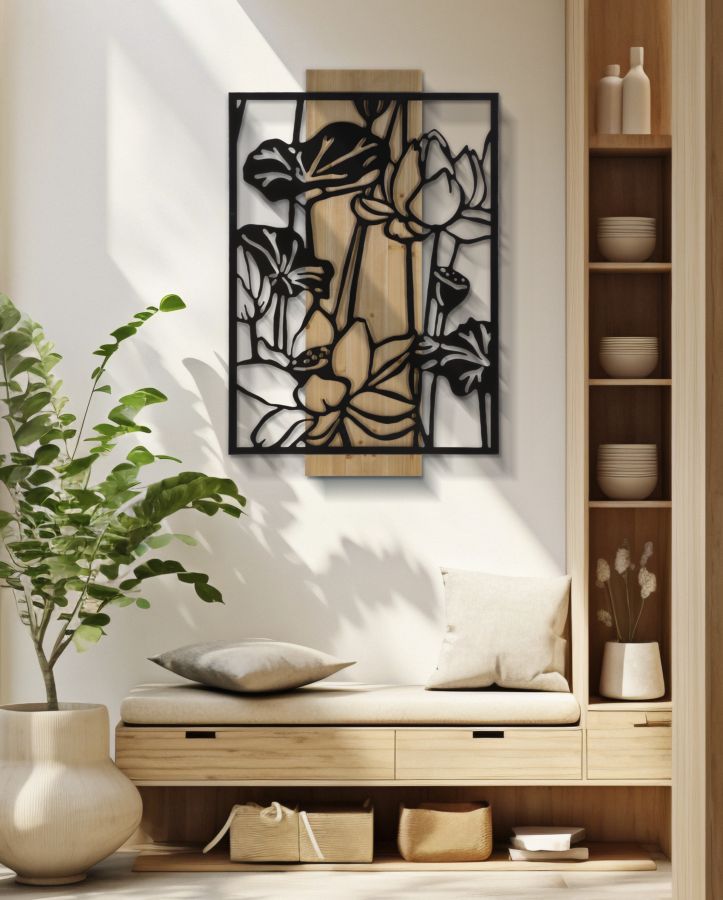 Painel de Parede Lotus Ferro E Wood Cm 60x2x90