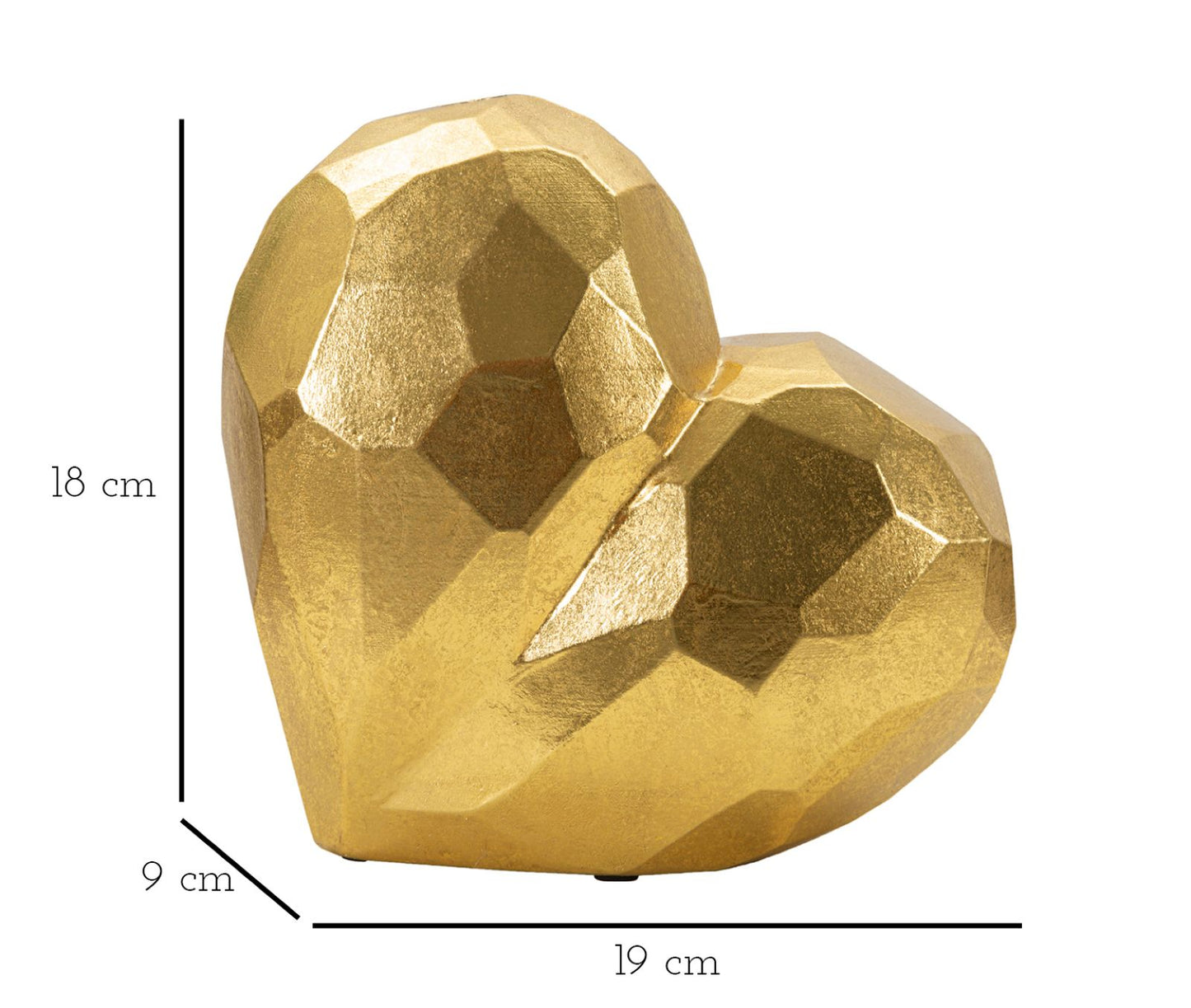 Jarra Coração Dourado Cm 19x9x18