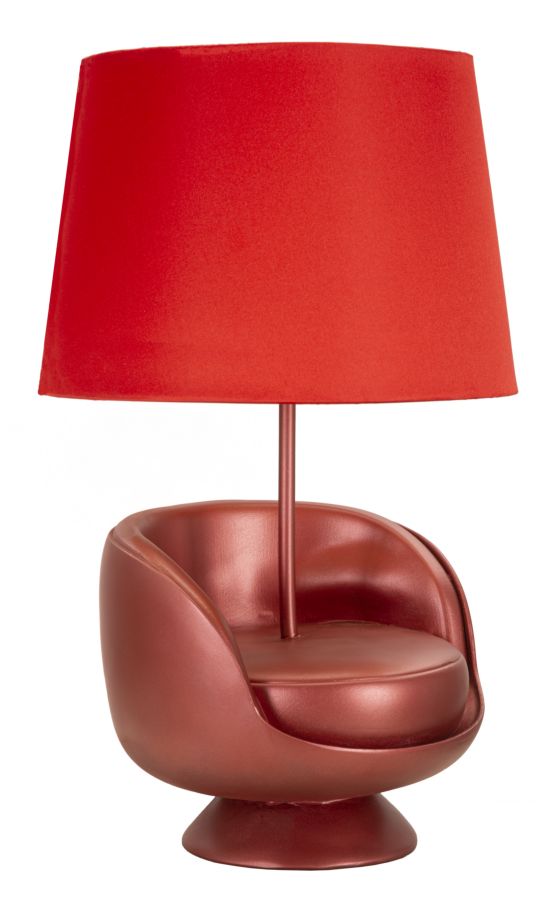 Candeeiro de Mesa de Cabeceira Midcentury Rossa Cm ø 26x43