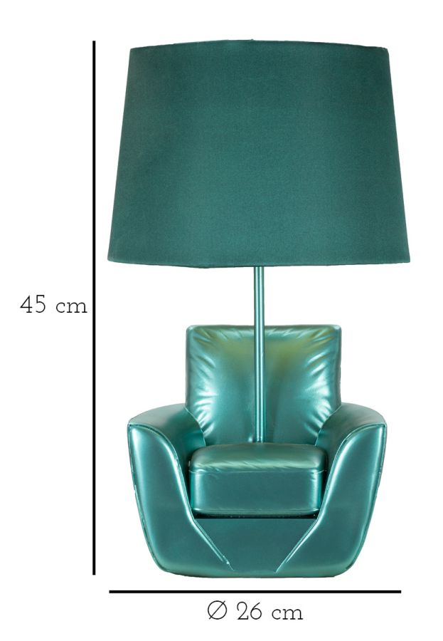 Candeeiro de Mesa de Cabeceira Midcentury Turchese Cm ø 26x43