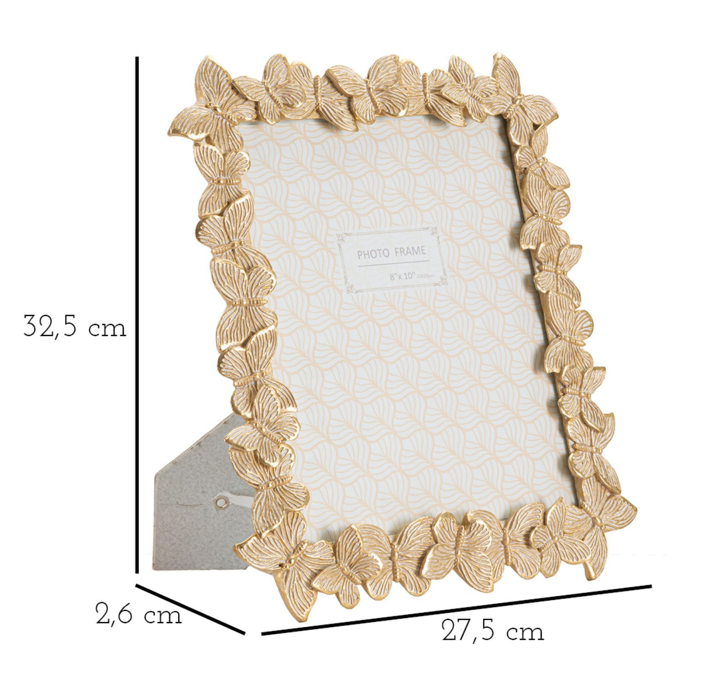 Moldura Borboletas Glod Cm 27,5x2,6x32,5 (medida Interna Cm 20x25)