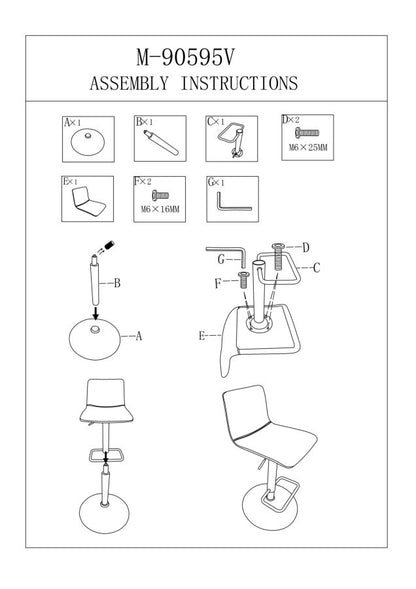 Banco Bar High Branco Cm 43x49,5x85,5-107(seduta Cm 61-82,5) Conjunto 2pcs