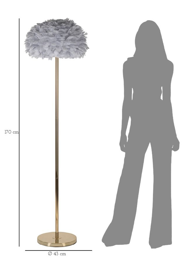 Candeeiro de Pé Feathers Slim Grigia Cm ø 43x170
