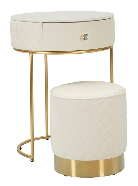 Mesa de Cabeceira Toletta com Pufe Sharon Cm ø 52x70 - ø 36x39