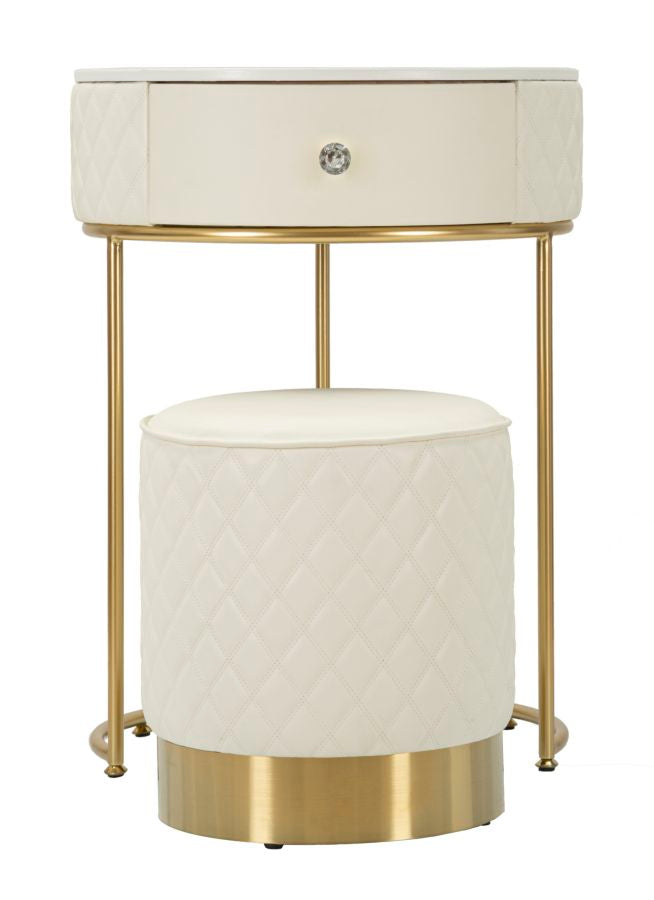 Mesa de Cabeceira Toletta com Pufe Sharon Cm ø 52x70 - ø 36x39