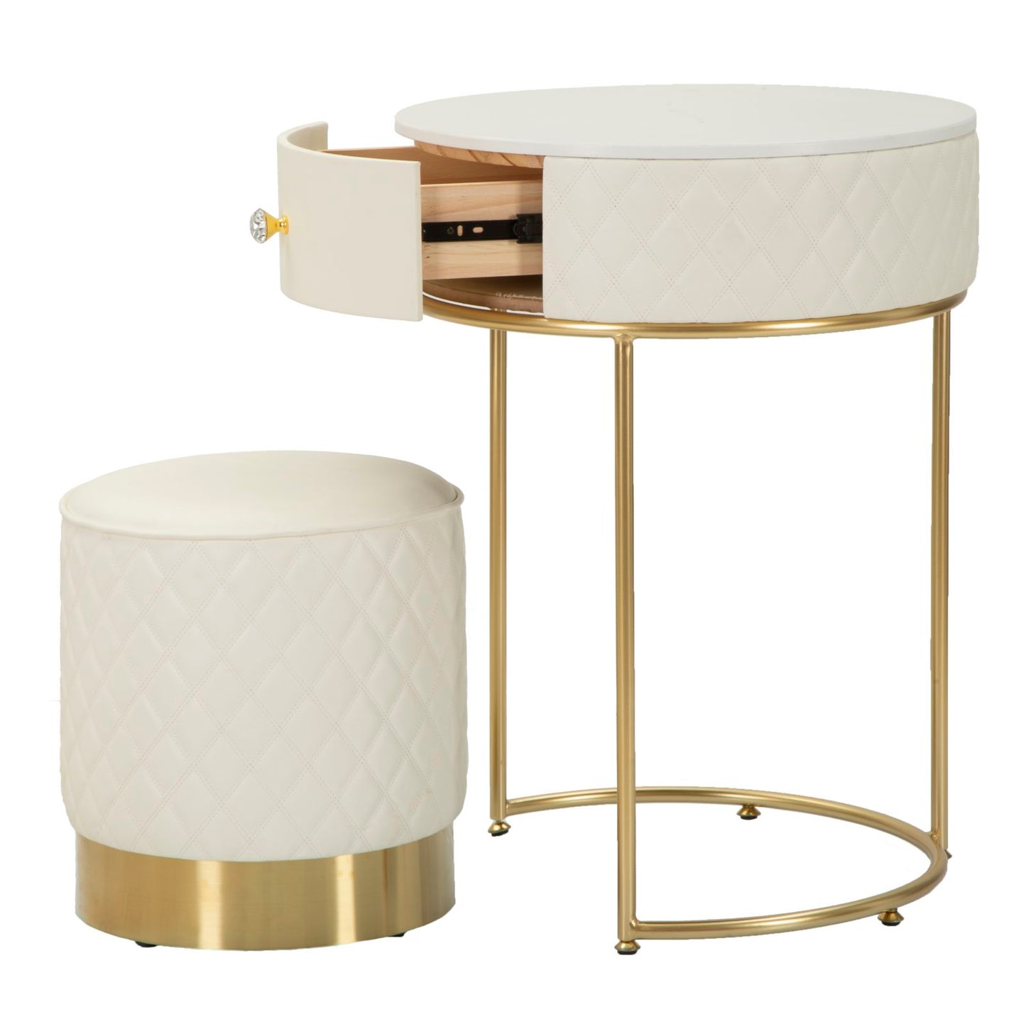 Mesa de Cabeceira Toletta com Pufe Sharon Cm ø 52x70 - ø 36x39