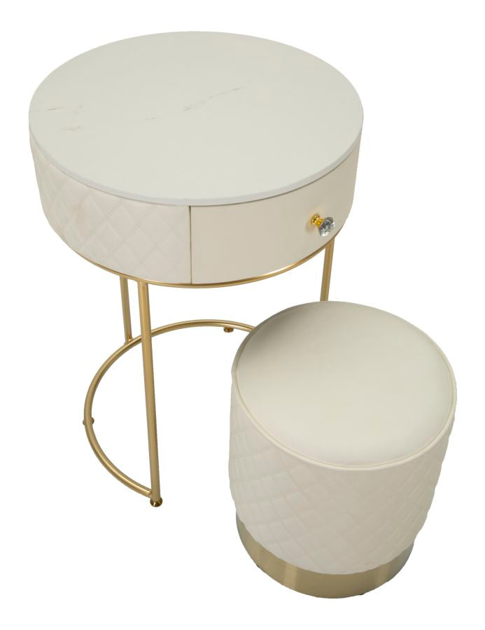 Mesa de Cabeceira Toletta com Pufe Sharon Cm ø 52x70 - ø 36x39