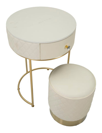 Mesa de Cabeceira Toletta com Pufe Sharon Cm ø 52x70 - ø 36x39