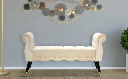 Banco Paris Creme Dourado Cm 120x40x60