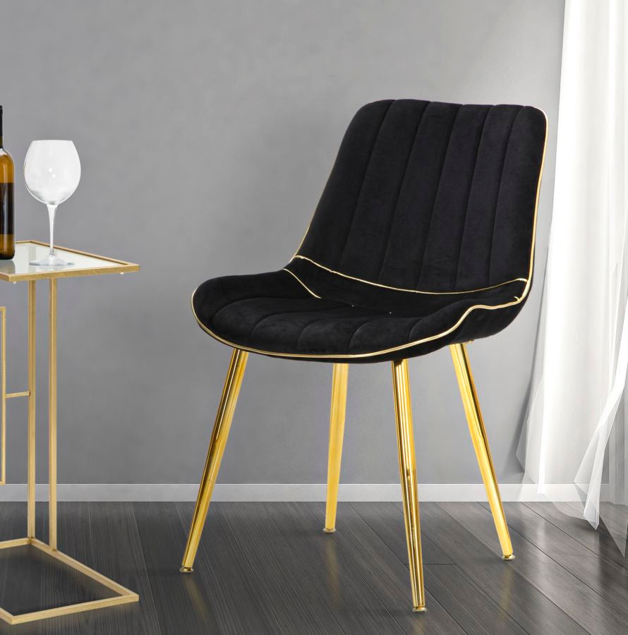 Cadeira Paris Preta Dourado Conjunto 2 Un. Cm 51x59x79