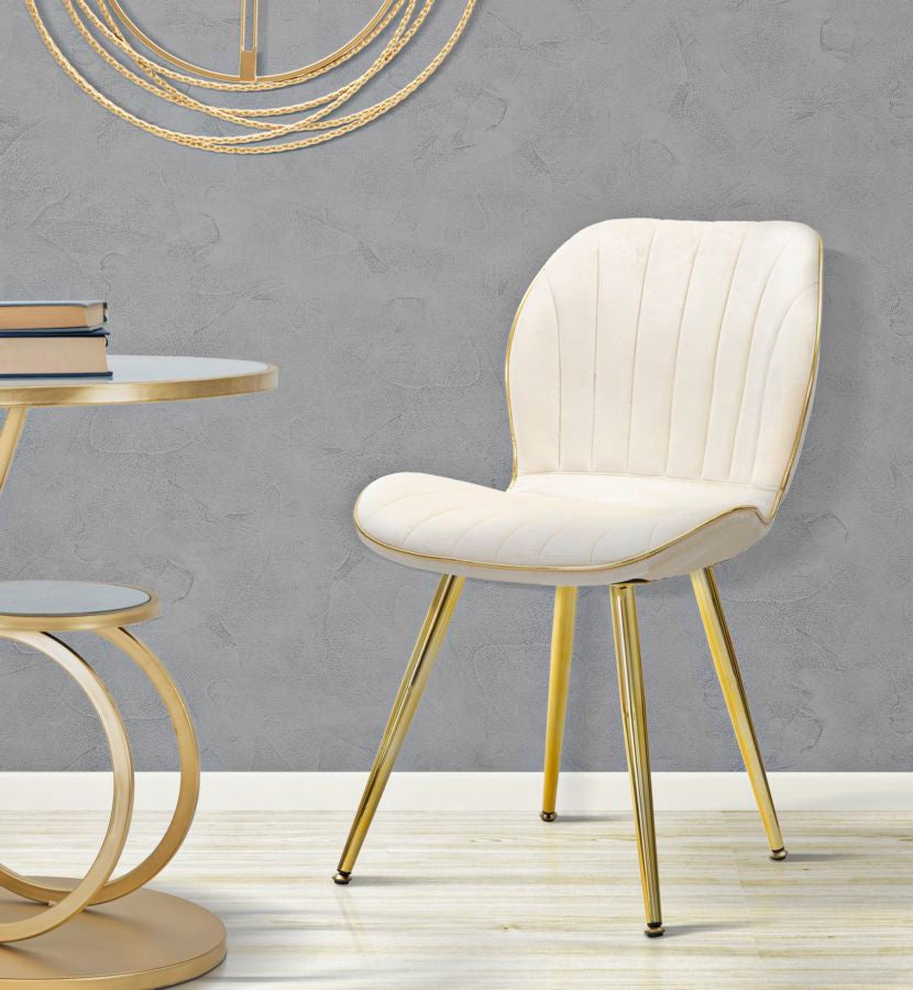 Cadeira Paris Space Creme  Dourado Conjunto 2 Un. Cm 46x58x77