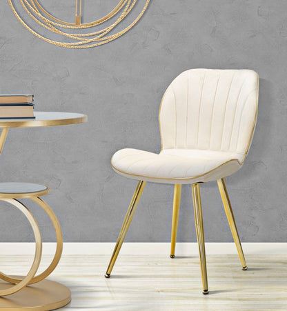 Cadeira Paris Space Creme  Dourado Conjunto 2 Un. Cm 46x58x77