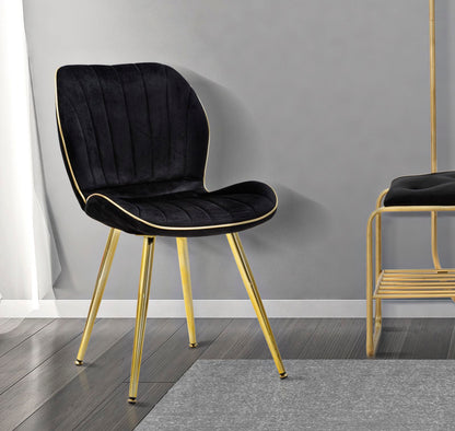 Cadeira Paris Space Preta  Dourado Conjunto 2 Un. Cm 46x58x77