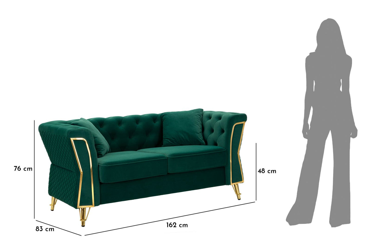 Sofá Emy Verde com Cuscini Cm 162x83x76