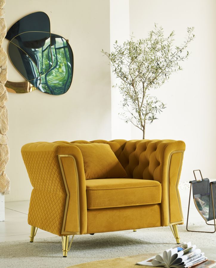 Poltrona Emy Senape com Almofada Cm 104x83x76