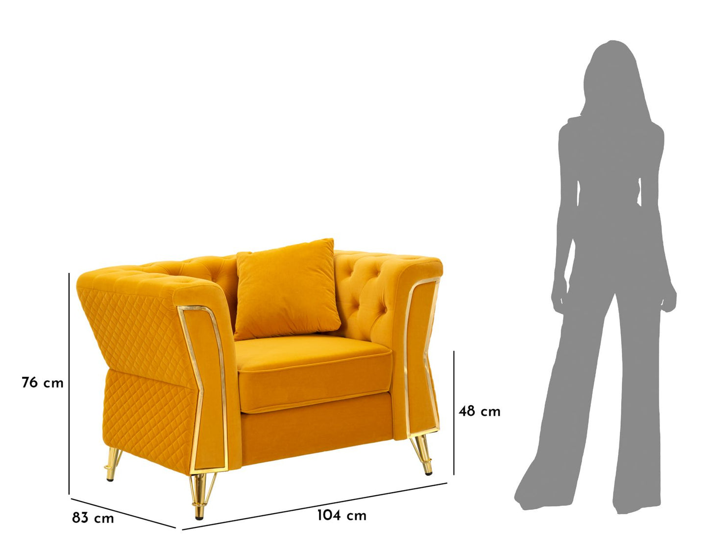 Poltrona Emy Senape com Almofada Cm 104x83x76