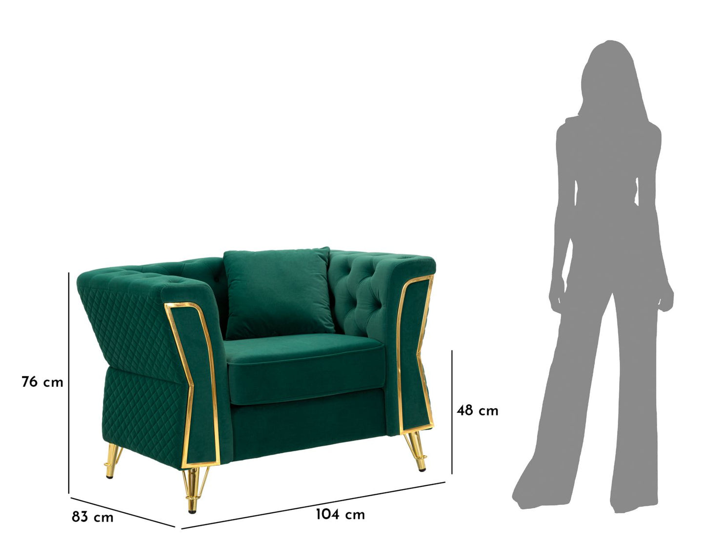 Poltrona Emy Verde com Almofada Cm 104x83x76