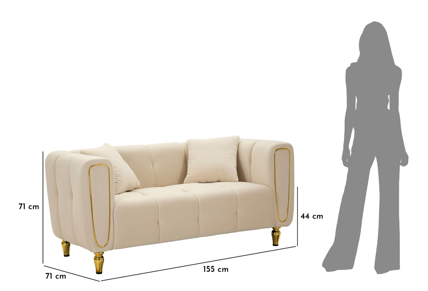 Sofá Alma Creme com Cuscini Cm 155x81x71