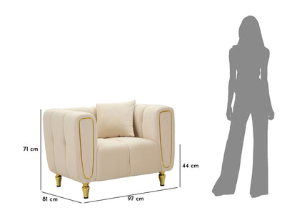 Poltrona Alma Creme com Almofada Cm 97x81x71