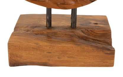 Escultura Coin em Teca Reciclada Cm 30x15,5x40