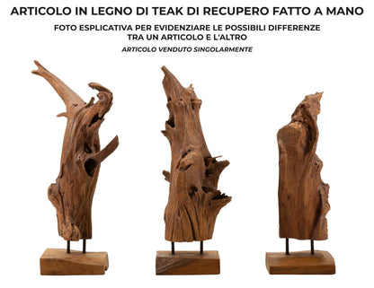 Escultura Akar em Teca Reciclada Cm 23x27x64