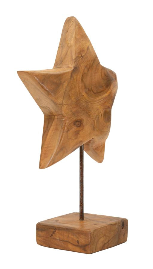 Escultura Estrela em Teca Reciclada Cm 28x12x42