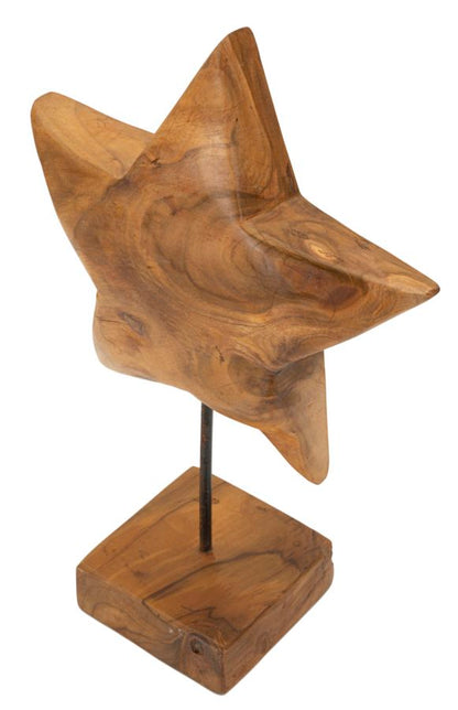 Escultura Estrela em Teca Reciclada Cm 28x12x42
